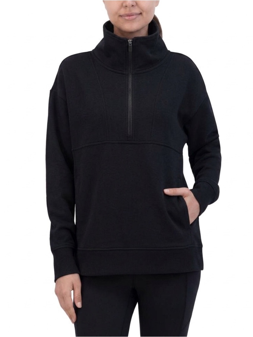 GAIAM Black Women's Quarter-Zip Pullover Sweatshirt